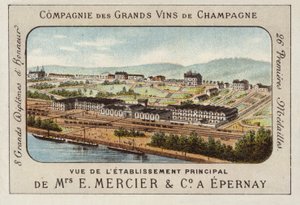 Stabilimento principale di E Mercier und Co, produttori di Champagne, Epernay, Francia da French School